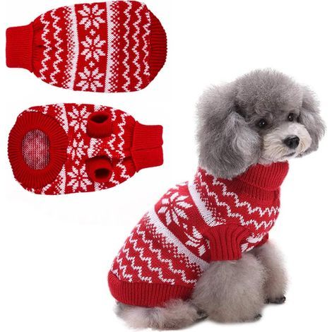 (M Rouge)Pull de Noël pour Chien, Chandail d'Hiver pour Animaux de Compagnie, , Vêtements Chauds (1/5)