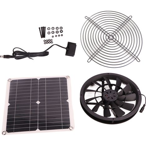18V 12W Solar-Abluftventilator-Set, wasserdicht, bürstenlos, rund, mit Solarpanel, für Werkstatt, Haustierhaus (1/5)