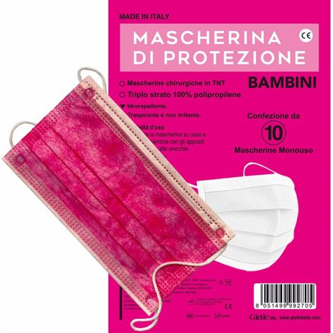 MASCHERINA CHIRURGICA BAMBINA COL.ROSA PZ 10