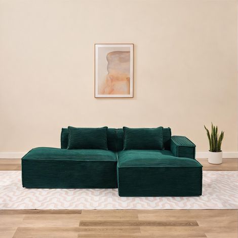Canapé fixe 3 places en tissu 235 cm vert rétro 235 x 129 x 70 cm (1/5)