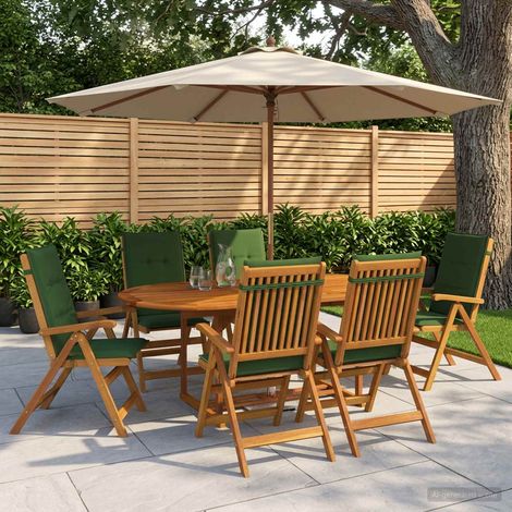 vidaXL Conjunto de comedor de jardín de 7 piezas Natural (1/5)