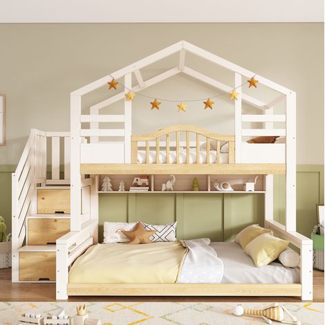 Letto a castello con scala contenitore 90/140x200 OKMYHOME (1/5)