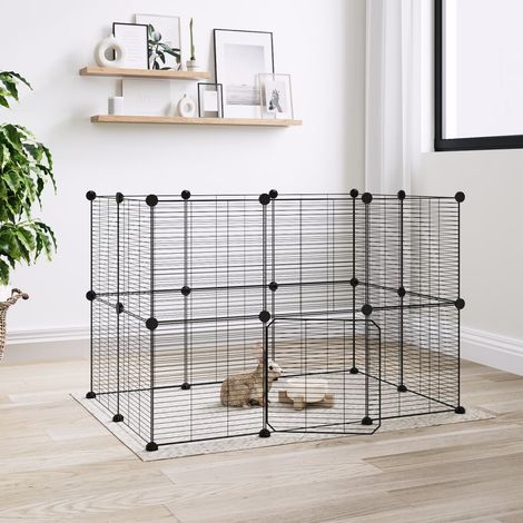 vidaXL Gabbia per Animali 20 Pannelli con Porta Nera 35x35 cm (1/4)