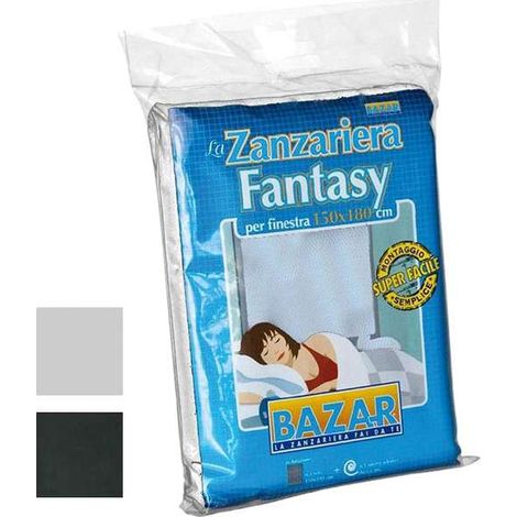Zanzariera A Strappo Per Finestra 130x150 Regolabile Nera Antracite