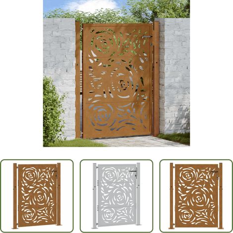 Wetterfestes Stahl -  Gartentor 100x125 cm Verwitterungsstahl Flammendesign