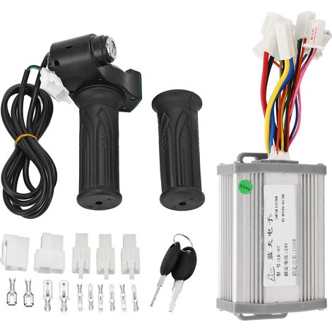 Kit de conversion vélo électrique : contrôleur moteur à balais 24V 1000W, poignée d'accélération rotative et clés. (1/5)