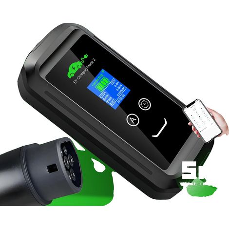 Cargador para coches eléctricos, potencia de 7,2 kW, corriente de 32 A, longitud del cable de 5 m, caja de control IP66, ajustable. (1/5)