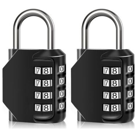 Cadenas à combinaison étanche à 4 chiffres, en alliage de zinc, pour portes, boîtes à outils, écoles, gymnases, clôtures, armoires à crochets et rangements (2PCS) (1/5)