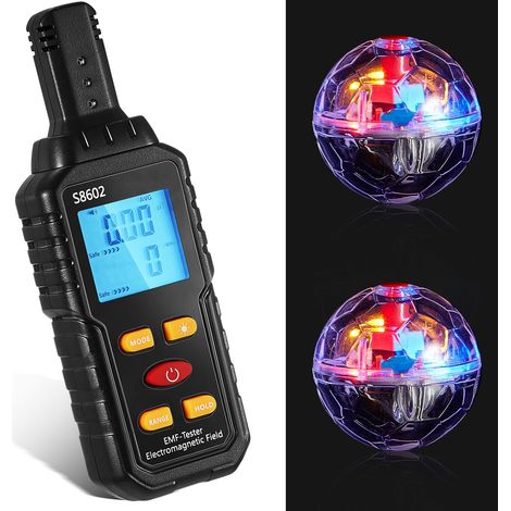 Kit di attrezzatura per la caccia ai fantasmi, misuratore EMF con 2 sfere luminose con sensore di movimento, attrezzatura paranormale, misuratore EMF, rilevatore di fantasmi per esterni (bianco)