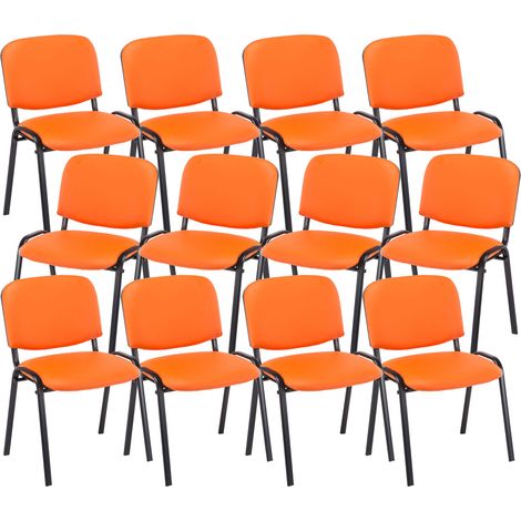 Pack De 12 Sillas Confidente Ken En Simil Cuero Naranja (1/3)
