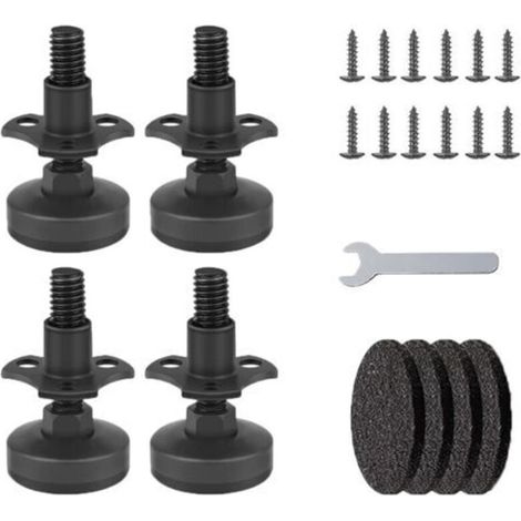 Heavy Duty Furniture Levelers, 4 Pack 3/8-16 Threaded Leveling Feet, Adjustable Furniture Legs, Adjustable Table Legs for Table/Chair/Sofa/Desk/Cabinet/Workbench, Supports 1320LBs-Black (1/5)