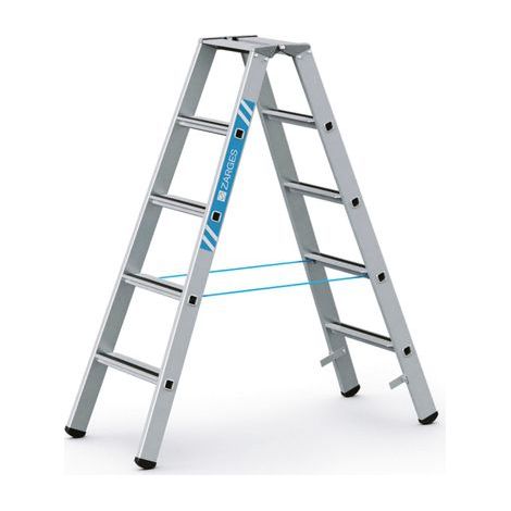 Stufenstehleiter 2x5 Stufen Aluminium eloxiert Gesamt-H.1420mm ZARGES (1/4)