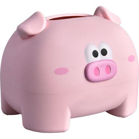 Boîte à mouchoirs en forme de cochon, boîte décorative pour serviettes et essuie-tout, à poser sur la table, rose (1/5)