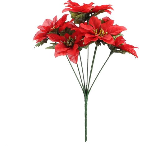 Fleurs Artificielles Rouge Vraie Touche, Faux Décor de Plantes en Soie pour la Maison Bouquets de Mariage Arrangement Floral Décoration de Table de Fête (Z).
