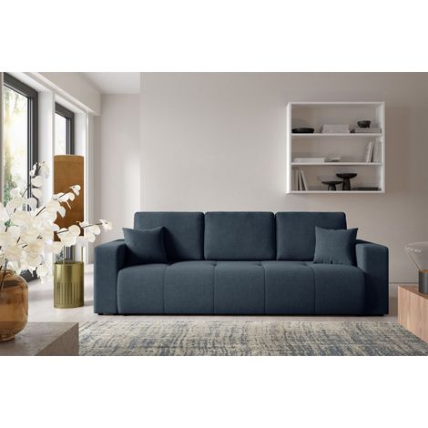 Sofa 3-Sitzer mit Schlaffunktion AUGUSTO in Stoff Wind Dunkelblau (1/5)