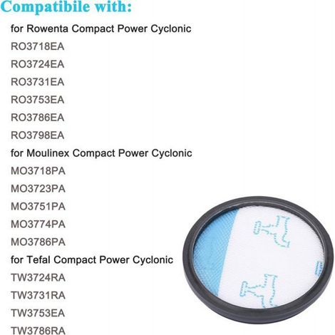 Filtres pour Rowenta/Moulinex/Tefal Compact Power Cyclonic Aspirateur,Filtres en Mousse de Rechange pour Rowenta RO3731EA RO3753EA (1/5)