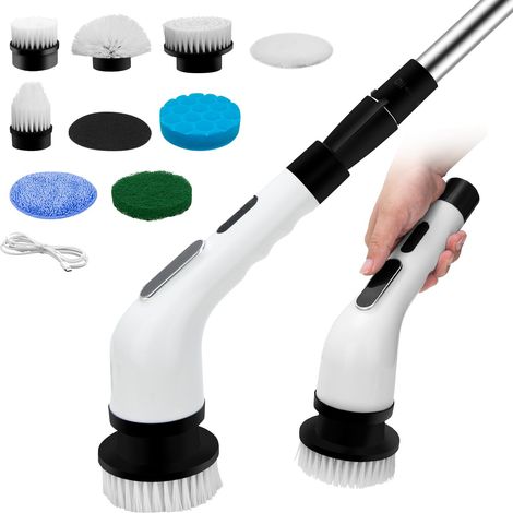 Brosse Nettoyage Electrique, 9 en 1 Brosse Rotative Nettoyage, Poignée Réglable avec Foret Interchangeable Et écran LED, Convient pour La Salle De Bain, La Cuisine, La Voiture Et Le Sol (1/5)