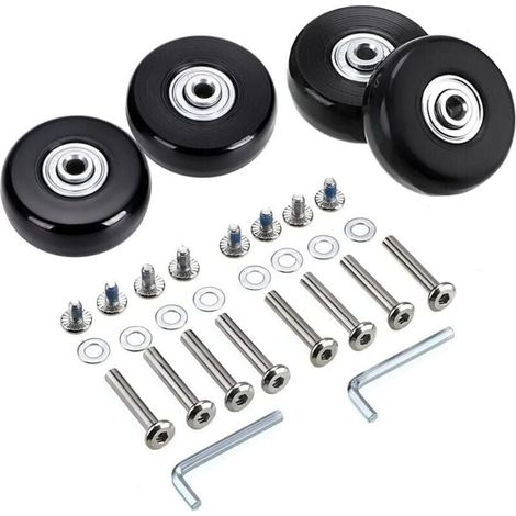 4Pcs 50x18mm Bagages Valise Roues De Rechange, Roulettes Pivotantes En Caoutchouc Roulettes Roulements Kits De Rparation,Noir (1/4)