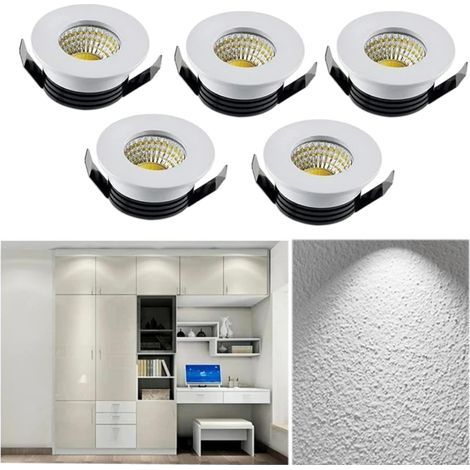Lot de 5 spots encastrés LED 3W pour plafond, mini spots encastrés pour meubles [Classe énergétique A] (1/5)