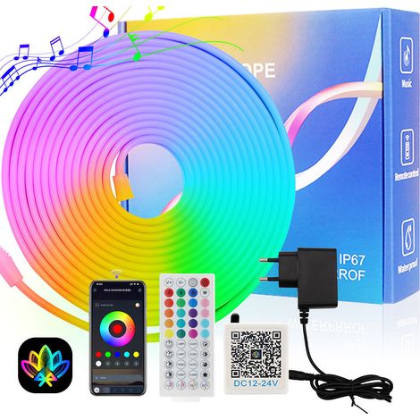 CYUNSHOP Bande Néon Flexible 24V RGB 5m – Bluetooth APP, coffret cadeau, déco ambiance DIY. (1/5)