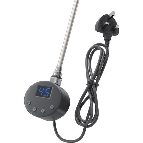 ELEGANT Smart Thermostatic Electric Heating Element for Towel Rails and Radiators with LED Temperature Display Anthracite 400W