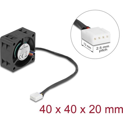 Delock Ventilador axial de 24 V de corriente continua, 40 x 40 x 20 mm negro