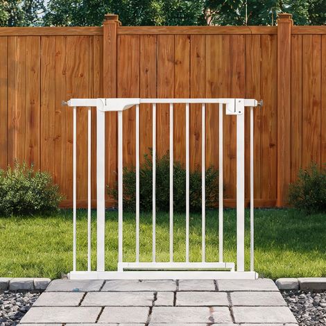 Barrière de sécurité escalier sans perçage en acier blanc 76-89 (1/5)