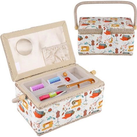 Boîte de rangement boîte à couture panier à couture mignon pour stocker des outils de couture 27,8 x 18 x 14,5 cm-DBA (1/4)