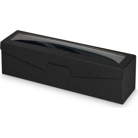 50 x Präsentkarton für 1 Flasche 380x95x90 mm Kraftpapier Fenster Schwarz