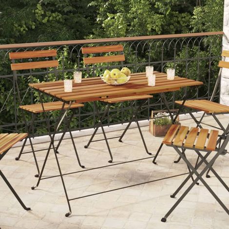 Bistrotisch Klappbar 100x54x71 cm Massivholz Akazie und Stahl