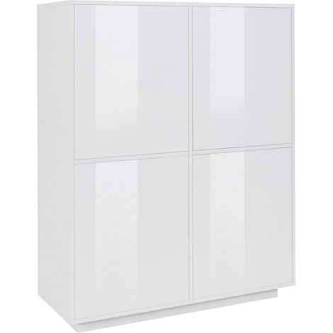 Madia 4 ante per Soggiorno Moderna 100,1x41,4x126cm - ENIGMA - Colore: bianco laccato (1/5)