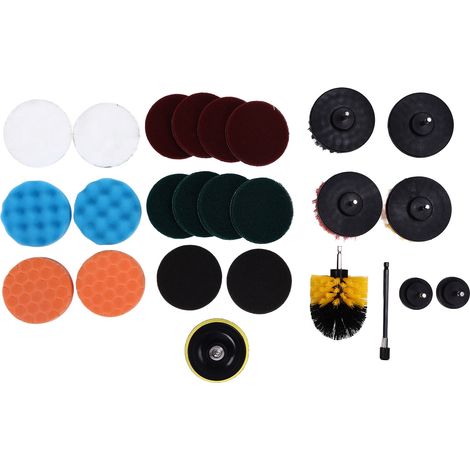 Lot 12 Brosse de Nettoyage pour Perceuse Électrique, Éponge Abrasive, Embout Hexagonal 1/4in, Accessoire de Nettoyage (1/5)