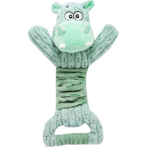 Jouet à mâcher pour chiot, en forme d'hippopotame, avec hochet et couinement. (1/4)