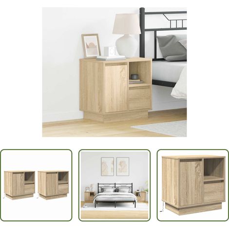 vidaXL Sonoma-Eiche - Nachttisch 2 pcs Sonoma-Eiche 50 x 34,5 x 50 cm Holzwerkstoff (1/5)