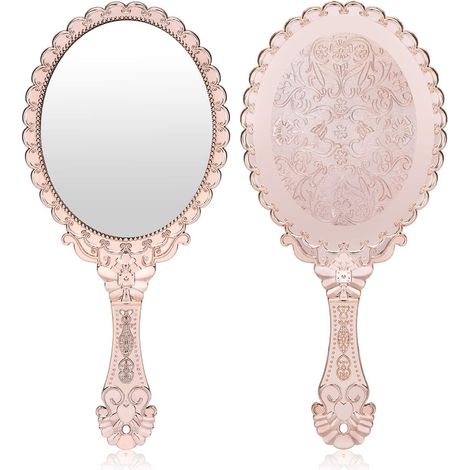 Miroir de poche vintage, petit miroir décoratif portable pour le maquillage du visage, motif floral en relief, idéal pour les voyages et les cosmétiques personnels. (1/5)