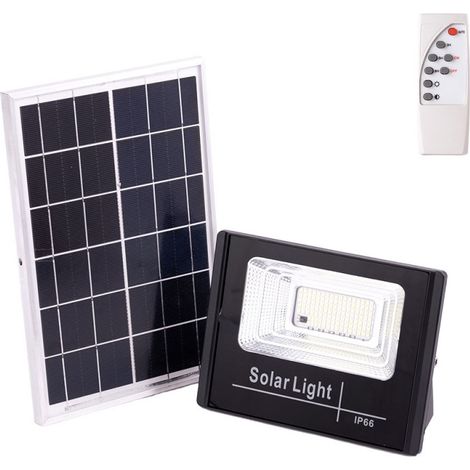 Solar-LED-Flutlicht, 30 W, 6500 K, Panel: 6 V/6 W, Batterie: 3,2 V/3000 mAh, Fernbedienung [HO-SOLARFL-30W-01] (1/5)