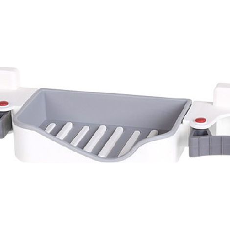 Porte-savon et balai 3 en 1, support mural sans joint pour balai, clip de drainage anti-humidité pour salle de bain, blanc, taille unique (1/5)