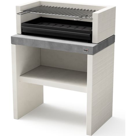 TUOZI - Barbacoa de Obra para Carbón Modelo PLAN 1 PLUS (Gris/Blanco - 78 x 47 x 102 cm) REF: 8025/1 - Uso en Exteriores (1/5)