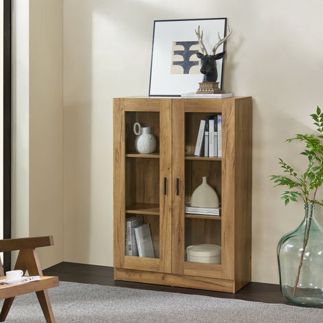 Mobile Vetrinetta Sorø Libreria a 2 Ante 115 x 80 x 31 cm Effetto Rovere [en.casa] (1/5)