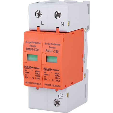 Parafoudre 2P 10kA Module Protection Surtension Disjoncteur Garde Maison Appareil 230V (1/5)