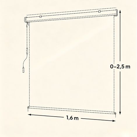 Manuelle Außenrollmarkise 250 x 160 cm aus Aluminium, Beige, für Terrasse und Balkon (1/5)