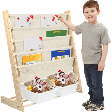 Bibliothèque Étagère à Livres Étagère de Rangement pour Enfants,4 Étages en bois Bibliothèque avec Compartiments de Rangement (1/5)