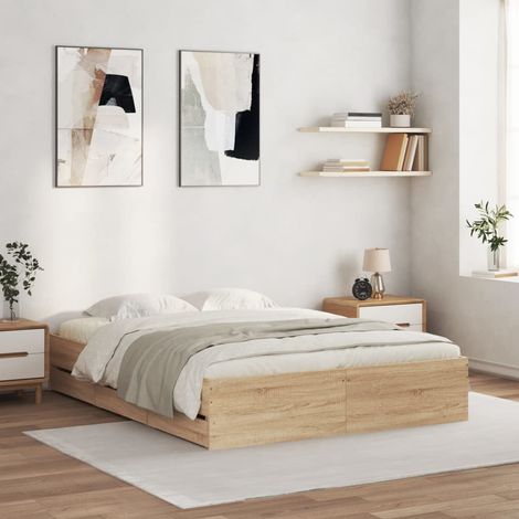 Bettgestell mit Schubladen Sonoma-Eiche 150x200cm Holzwerkstoff (1/5)