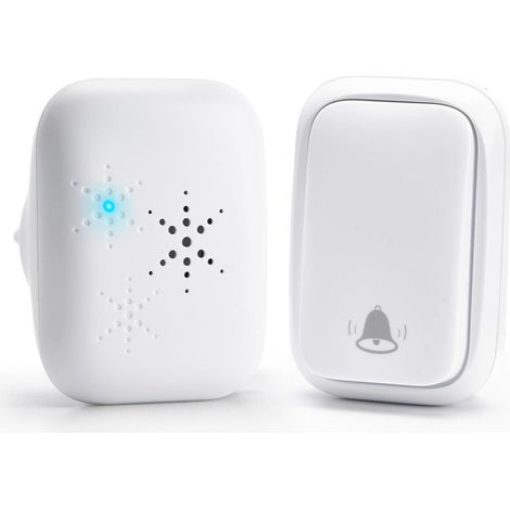 Sonnette - Récepteurs - Installation sans fil, sans perçage ni piles - Volume de 120 dB, étanchéité IP65 - 1 kit - Pour les particuliers et les personnes malentendantes - Blanc (1/5)