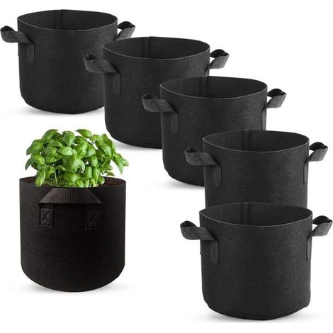 6 Stück Pflanzsäcke, Vliestöpfe mit Griffen zum Anbau von Kartoffeln, Tomaten, Erdbeeren, Gemüse und Blumen