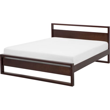 Cama de madera de pino oscuro 140 x 200 cm con cabecero de estilo retro Giulia (1/5)
