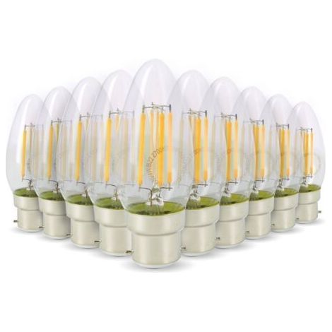 Lot de 6 Ampoules LED Flamme Filament 4W 40W Culot B22 blanc chaud 2700K (1/3)
