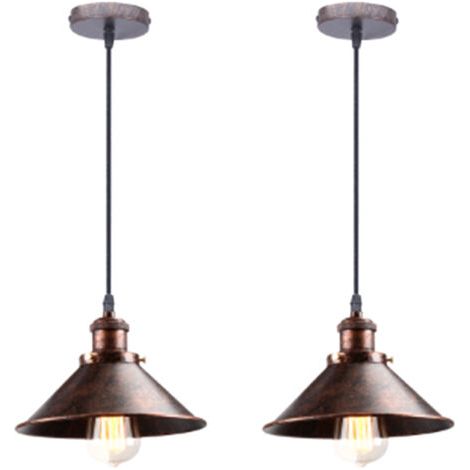 royaluxe- 2X Lampes À Suspension Rétro Vintage Lustre 22CM E27 Plafonnier Industriel Abat-Jour En Métal Pour Loft Restaurant Café Bar (1/5)