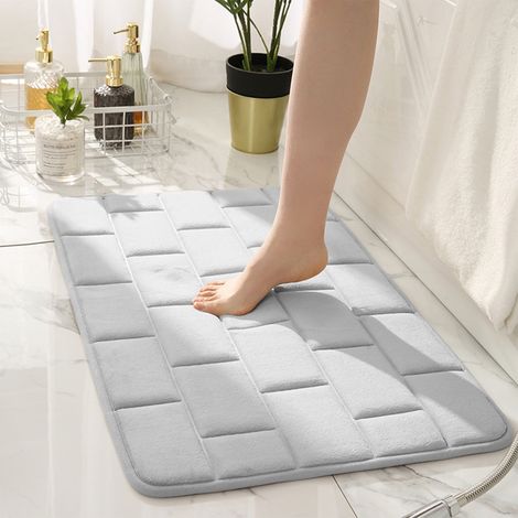 Tapis De Bain - Mousse À Mémoire De Forme - Absorbant - Non Glissant - Pour Salle De Bain Et Salle D'eau - Gris - 40 X 60 Cm - 1 Pièce (1/5)