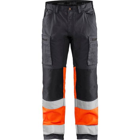 Pantalon de travail haute visibilité stretch 1551 - Gris moyen/Orange fluo XL - FR(48) - SE(C54) - Longues